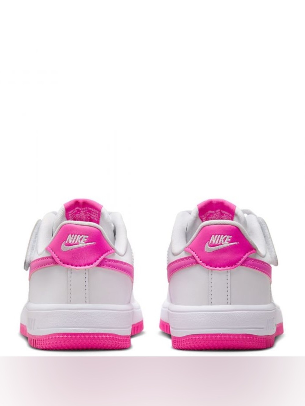 Nike AIR FORCE 1 WHITE/LASER FUCHSIA kids size 8 C lace up Velcro sneakers - Picture 3 of 14